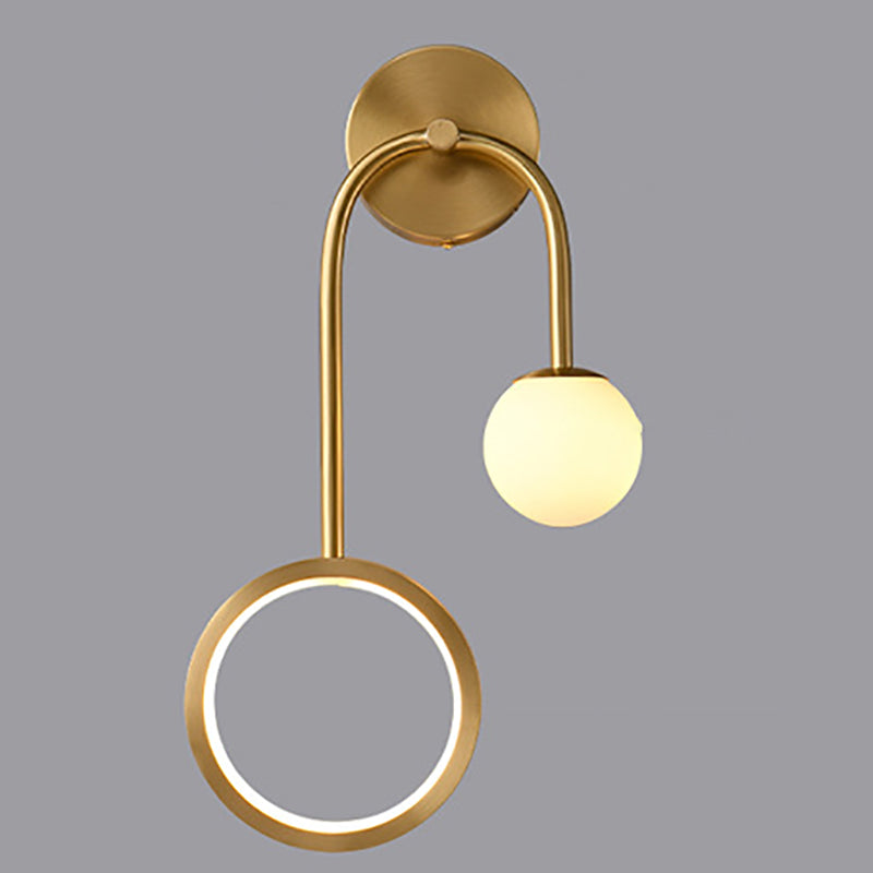 Modern Style Spherical Shape Wall Sconce Glass 2 Light Wall Lighting for Living Room