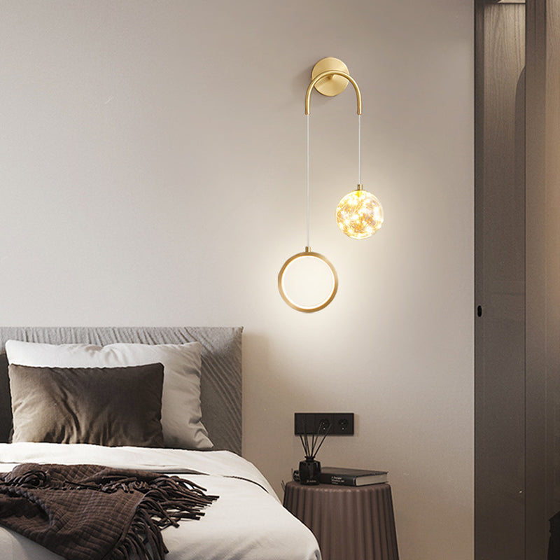 Modern Style Spherical Shape Wall Sconce Glass 2 Light Wall Lighting for Living Room