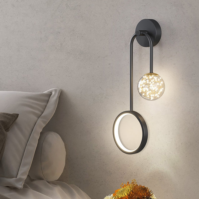 Modern Style Spherical Shape Wall Sconce Glass 2 Light Wall Lighting for Living Room