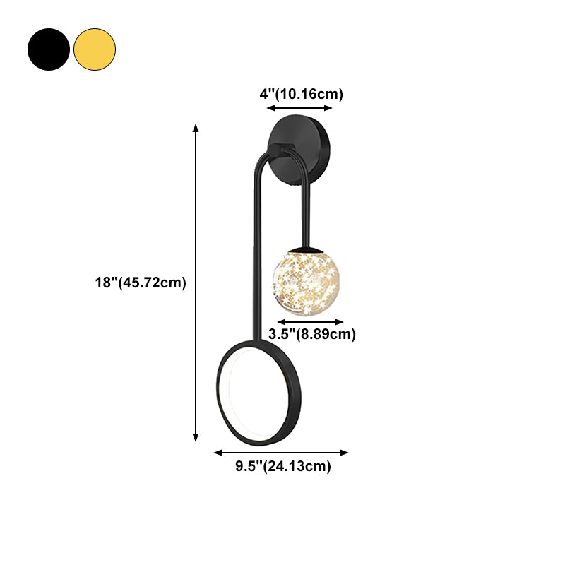 Modern Style Spherical Shape Wall Sconce Glass 2 Light Wall Lighting for Living Room