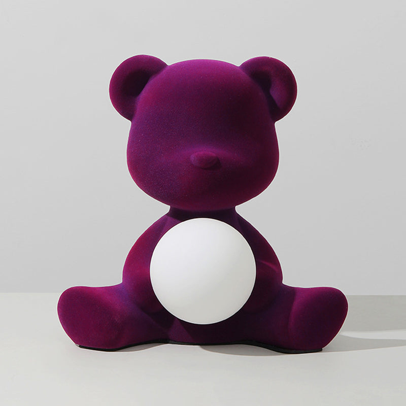 Lámpara de mesa de oso de macarrones 1 luces de escritorio con sombra de vidrio para dormitorio