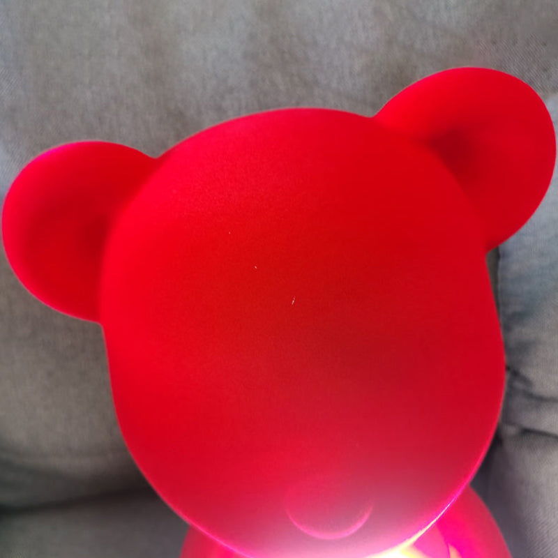 Lámpara de mesa de oso de macarrones 1 luces de escritorio con sombra de vidrio para dormitorio