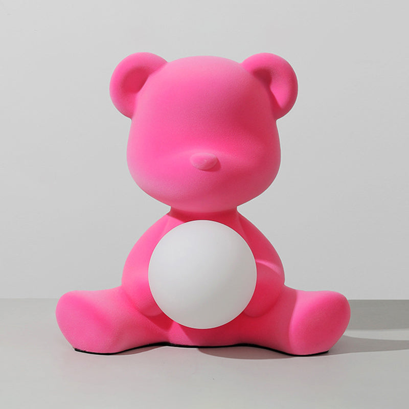 Lámpara de mesa de oso de macarrones 1 luces de escritorio con sombra de vidrio para dormitorio