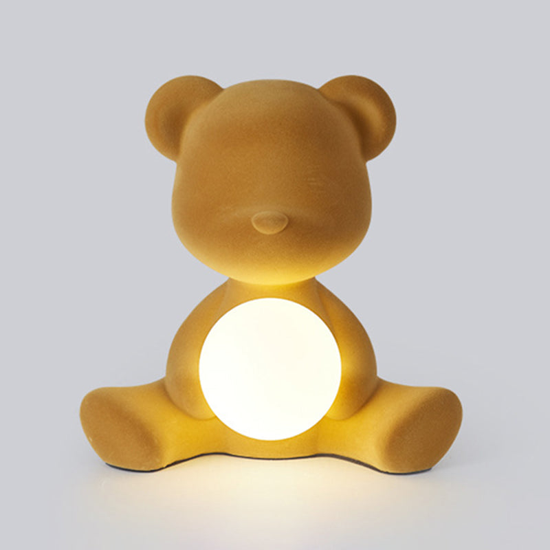 Lámpara de mesa de oso de macarrones 1 luces de escritorio con sombra de vidrio para dormitorio