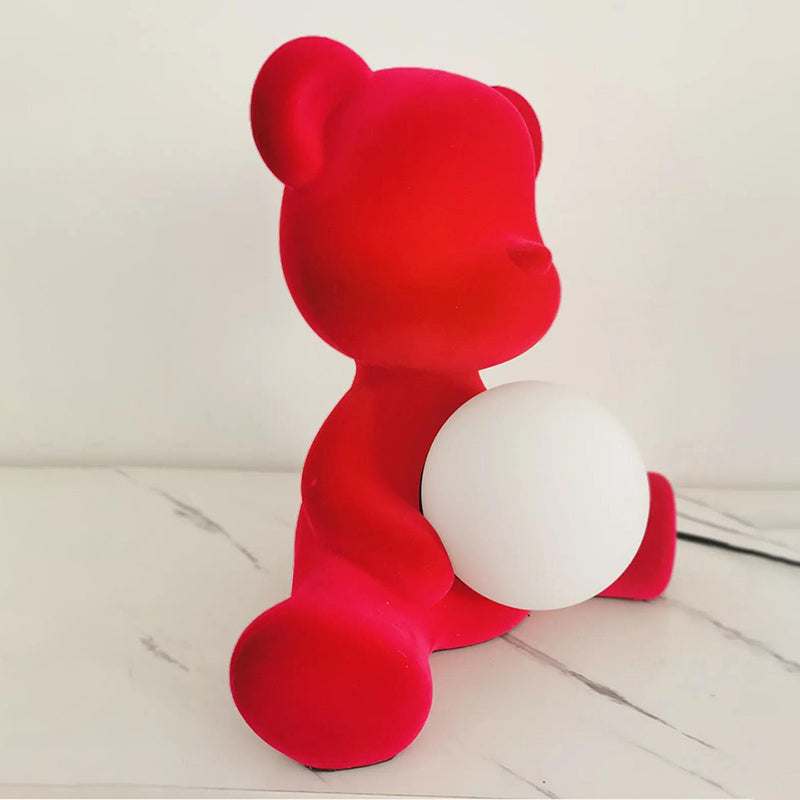 Lámpara de mesa de oso de macarrones 1 luces de escritorio con sombra de vidrio para dormitorio