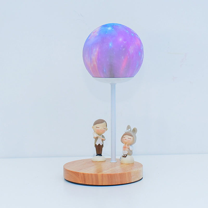 Lámpara de mesa LED Luz de escritorio de madera moderna con sombra Galss para sala de estar (el juguete no incluye)