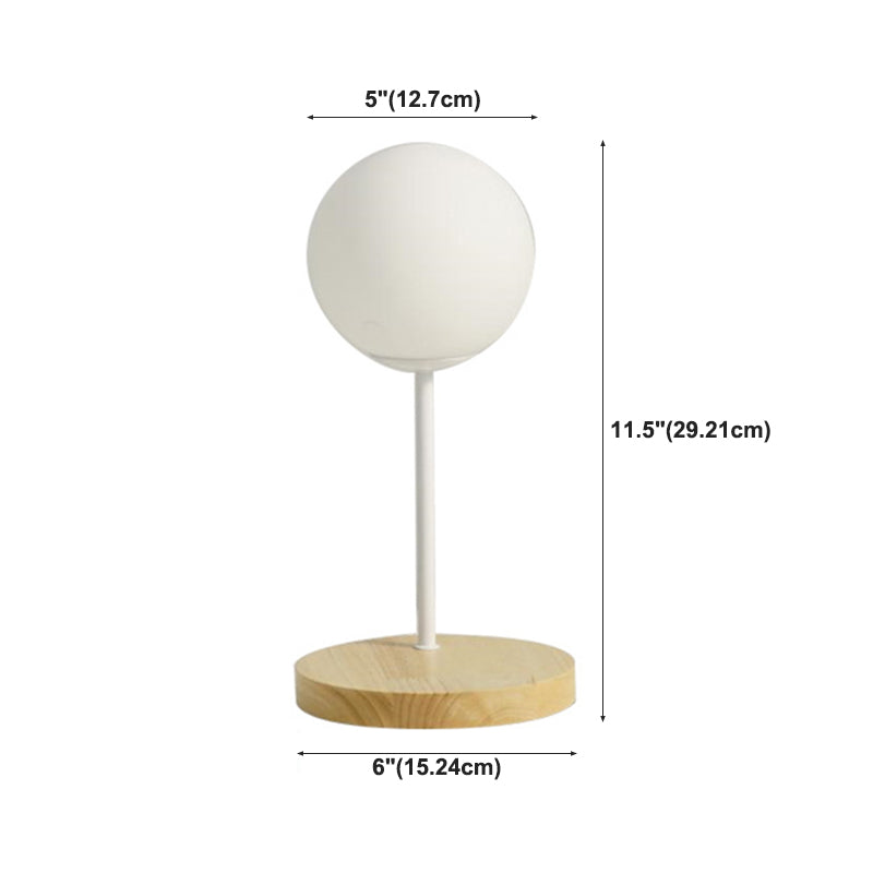 Lámpara de mesa LED Luz de escritorio de madera moderna con sombra Galss para sala de estar (el juguete no incluye)