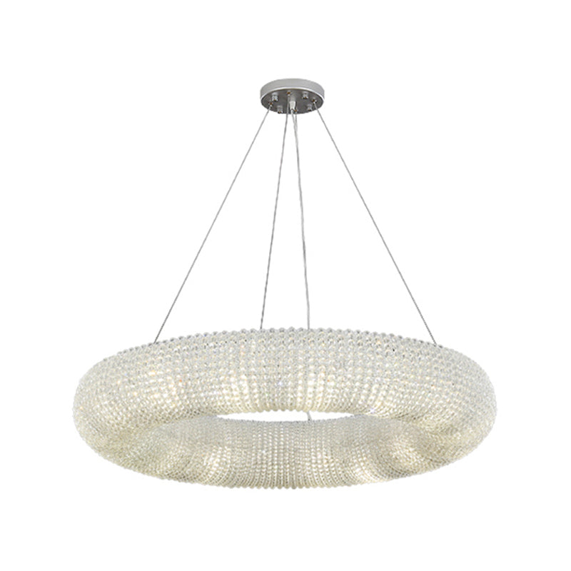 Modern Style Hanging Lamp Kit Circle Shape Crystal Chandelier Lighting Fixtures