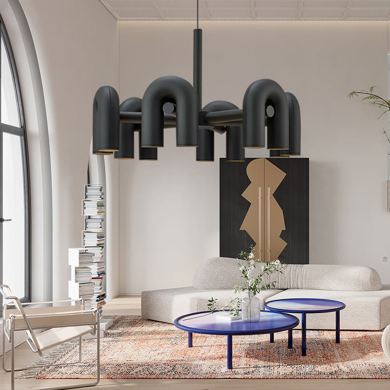 Modern Style Acrylic Metal Chandelier Light Living Room Pendant Light Fixture