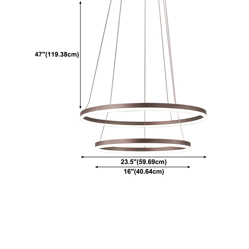 Circle Shape Metal Pendant Light Fixtures Modern Style Hanging Light Fixtures in Brown