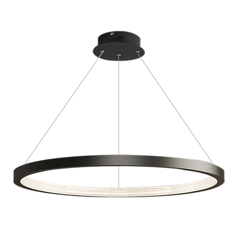 Circle Shape Metal Pendant Light Fixture Modern 1 Light Hanging Light Fixture in Black