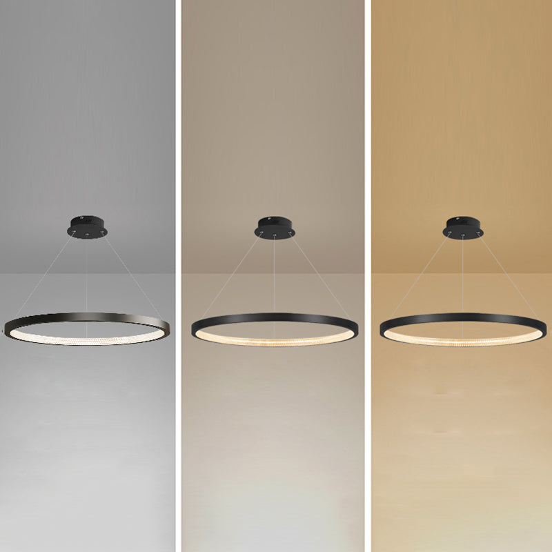 Circle Shape Metal Pendant Light Fixture Modern 1 Light Hanging Light Fixture in Black