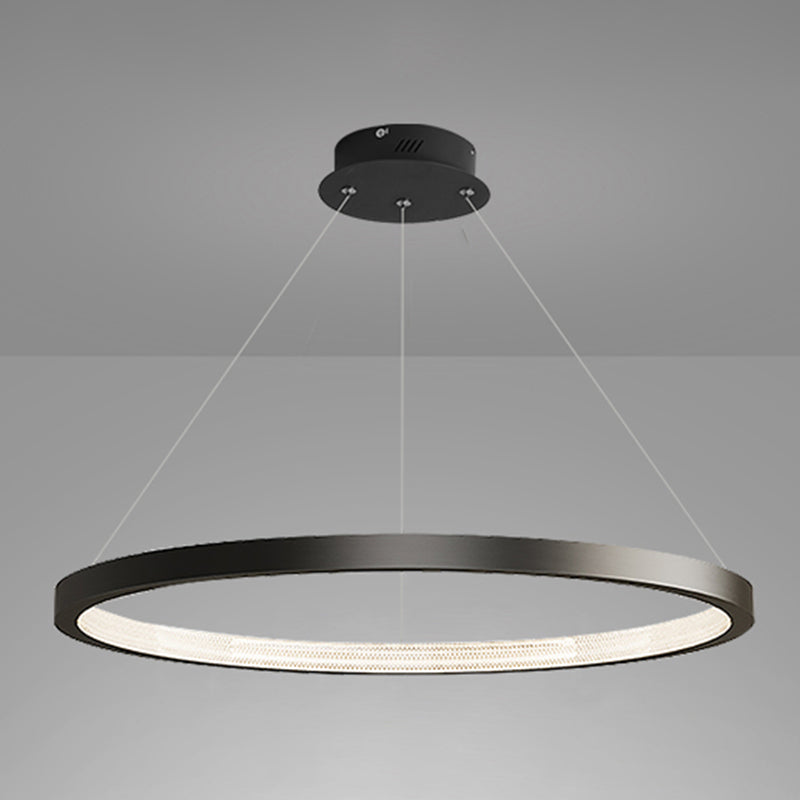 Circle Shape Metal Pendant Light Fixture Modern 1 Light Hanging Light Fixture in Black