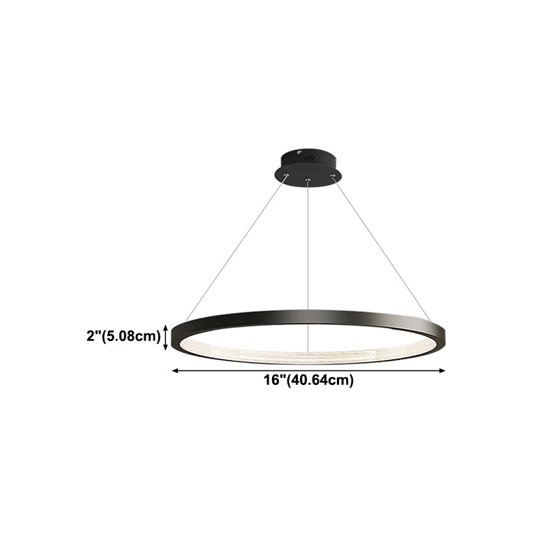 Circle Shape Metal Pendant Light Fixture Modern 1 Light Hanging Light Fixture in Black