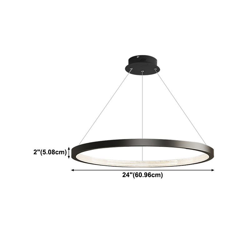 Circle Shape Metal Pendant Light Fixture Modern 1 Light Hanging Light Fixture in Black