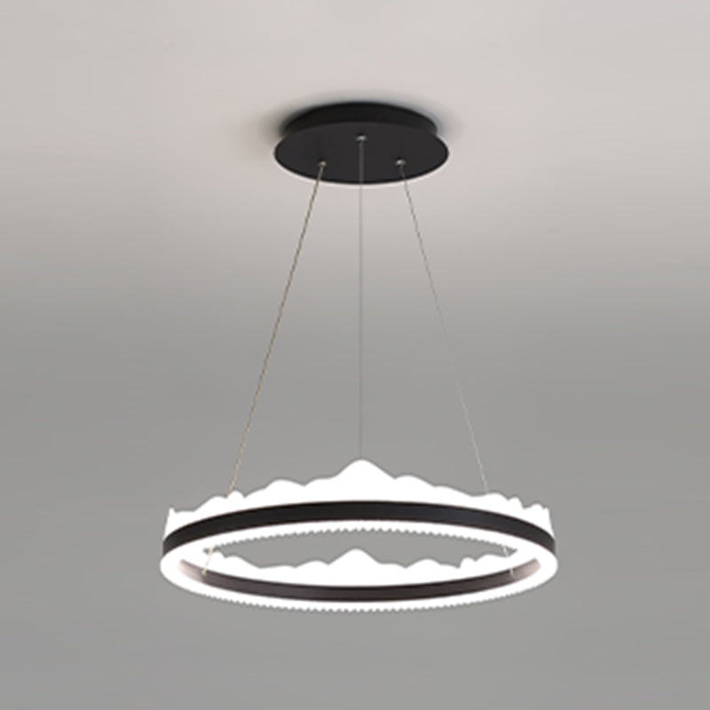 Circle Metal Pendant Light Fixture Modern Style Single Light Hanging Light Fixture