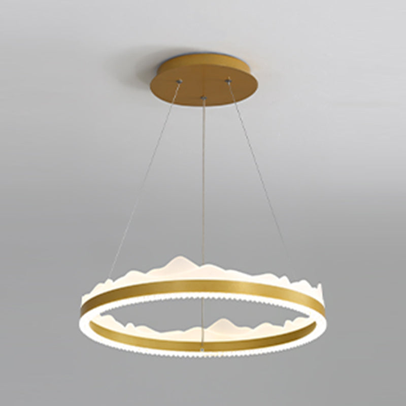 Circle Metal Pendant Light Fixture Modern Style Single Light Hanging Light Fixture