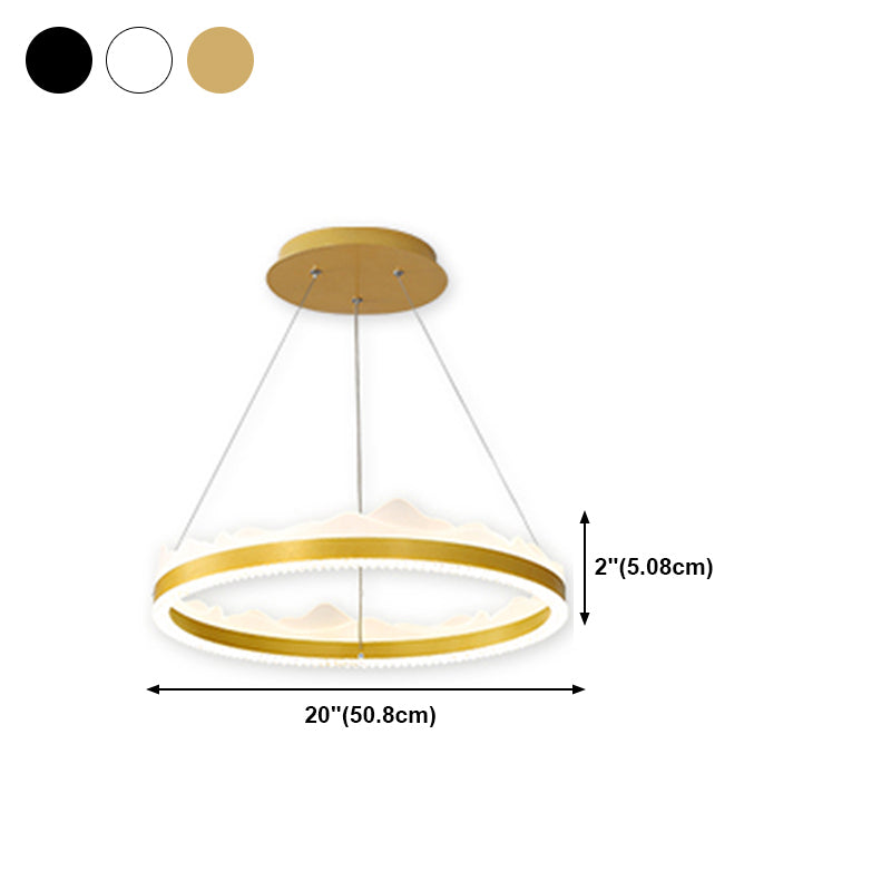 Circle Metal Pendant Light Fixture Modern Style Single Light Hanging Light Fixture