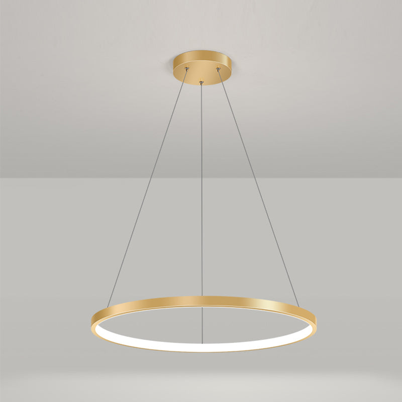 Circle Metal Pendant Light Fixture Modern Style Single Light Hanging Light Fixture in Gold