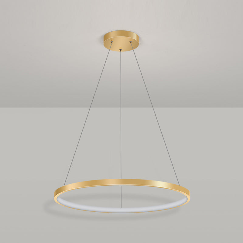 Circle Metal Pendant Light Fixture Modern Style Single Light Hanging Light Fixture in Gold