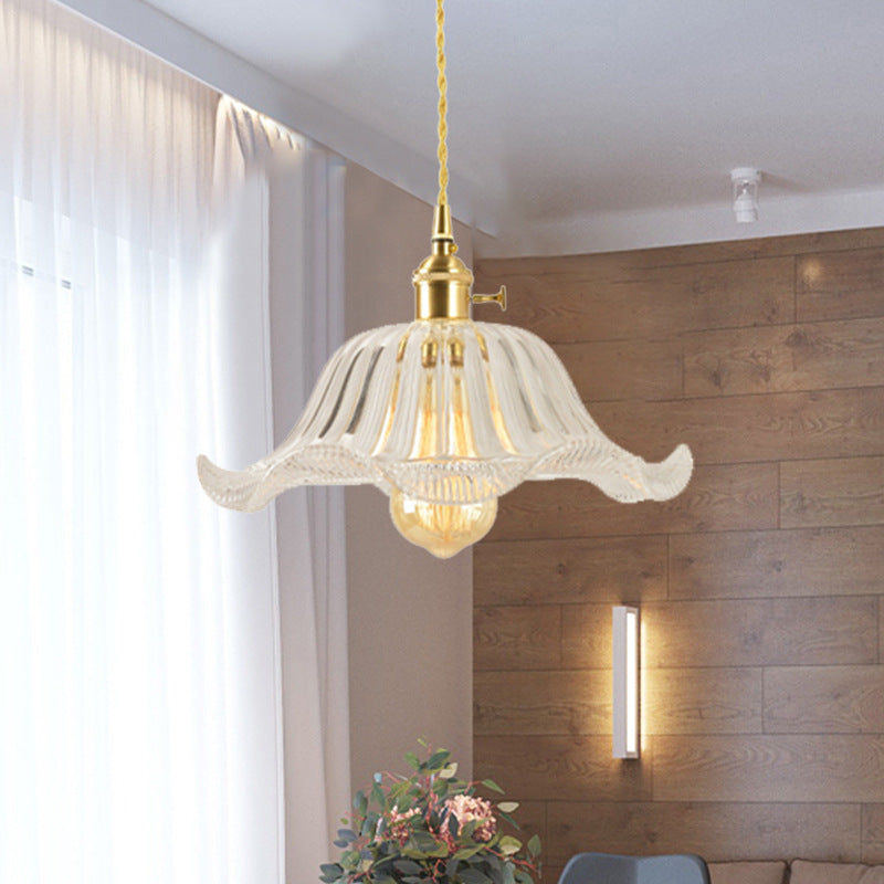 1 Light Pot Cover Hanging Pendant Industrial Style Glass Hanging Lighting for Bedroom