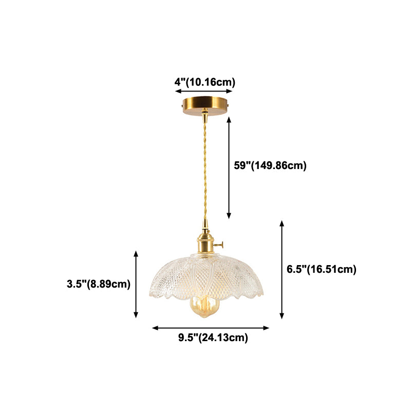 1 Light Pot Cover Hanging Pendant Industrial Style Glass Hanging Lighting for Bedroom