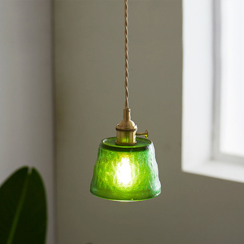 Glass Cup Shade Hanging Lights Industrial Style 1 Light Hanging Mount Fixture for Bedroom