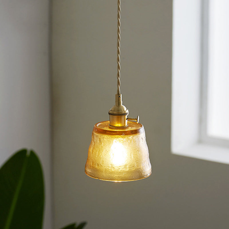 Glass Cup Shade Hanging Lights Industrial Style 1 Light Hanging Mount Fixture for Bedroom