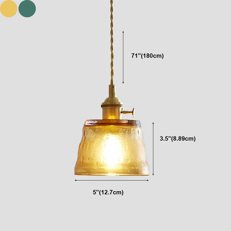 Glass Cup Shade Hanging Lights Industrial Style 1 Light Hanging Mount Fixture for Bedroom