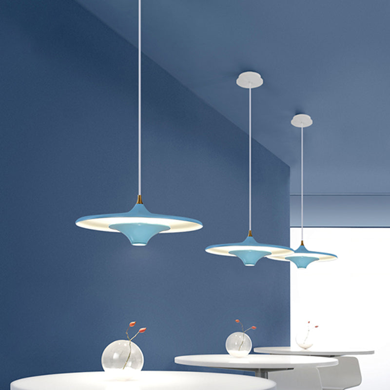 Macaron Style Hanging Light Fixture 1-Light LED Pendant Lamp with Iron Shade for Bedroom