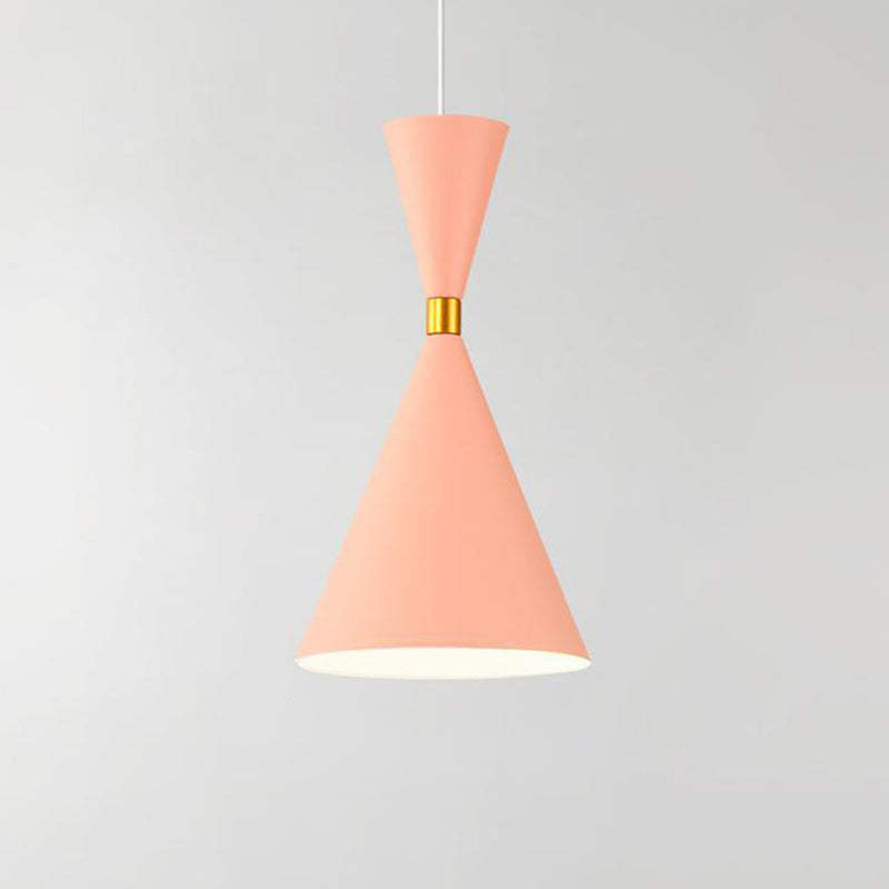 Macaron Style Hanging Light Fixture 1-Light Pendant Lamp with Metal Shade for Bedroom