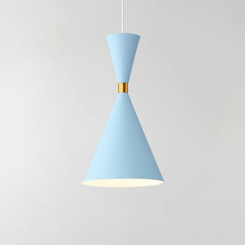 Macaron Style Hanging Light Fixture 1-Light Pendant Lamp with Metal Shade for Bedroom