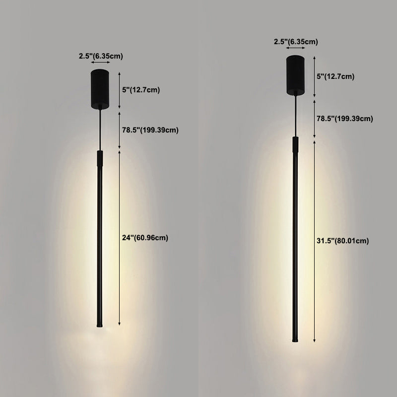 Modern Style Hanging Light Fixture LED Strip Shape Pendant Lamp with Acrylic Shade