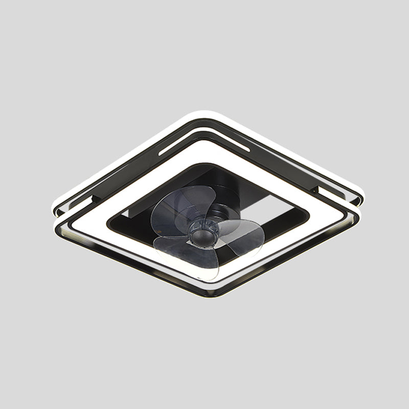 Lámpara de ventilador LED geométrico moderno de 360 ​​grados de semi flush de montaje de montaje con rubor