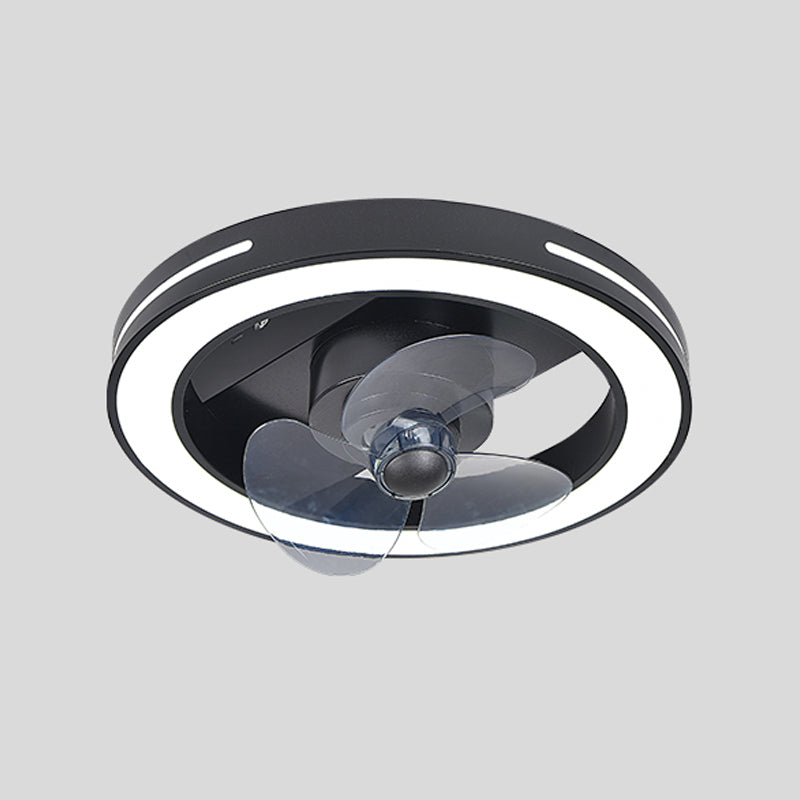 Lámpara de ventilador LED geométrico moderno de 360 ​​grados de semi flush de montaje de montaje con rubor