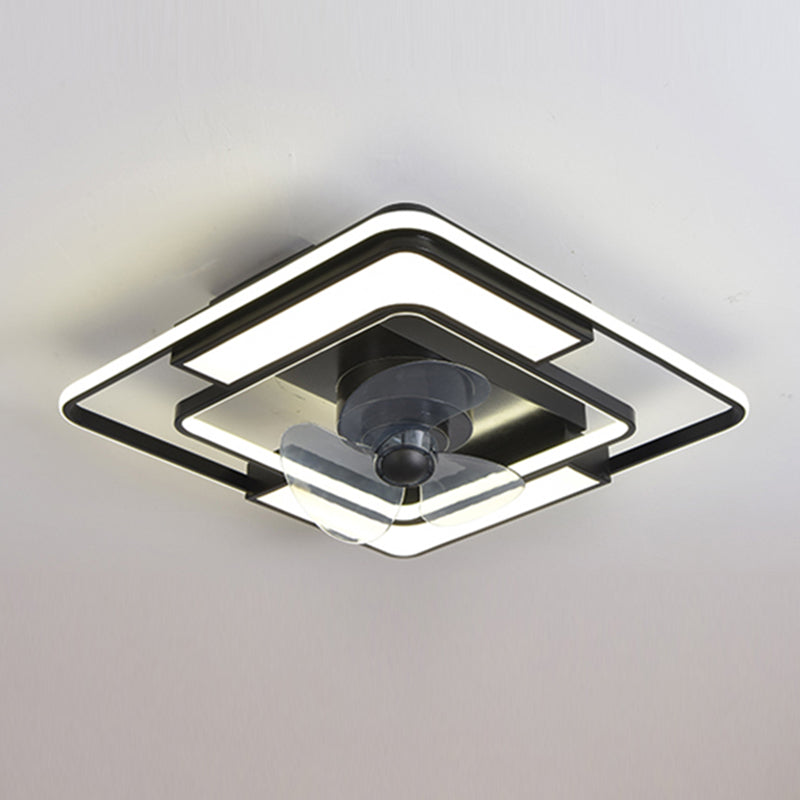 Lámpara de ventilador LED geométrico moderno de 360 ​​grados de semi flush de montaje de montaje con rubor