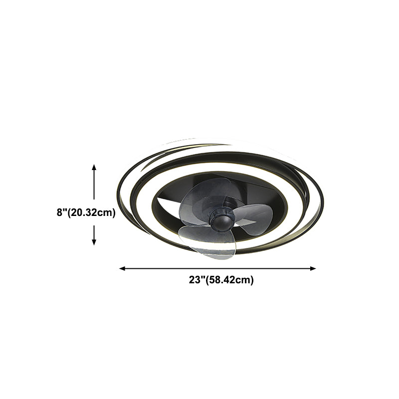Lámpara de ventilador LED geométrico moderno de 360 ​​grados de semi flush de montaje de montaje con rubor