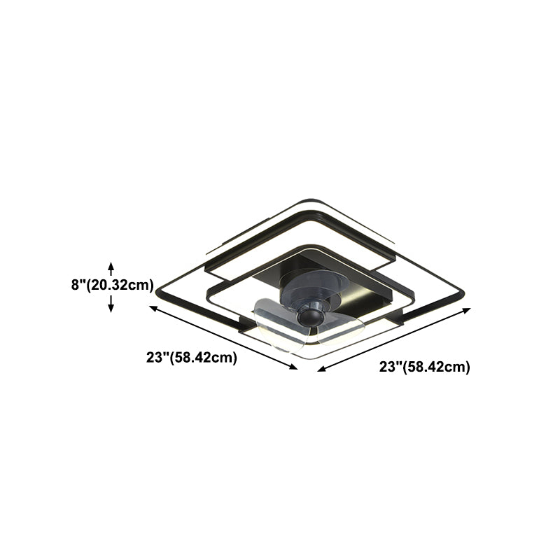 Lámpara de ventilador LED geométrico moderno de 360 ​​grados de semi flush de montaje de montaje con rubor