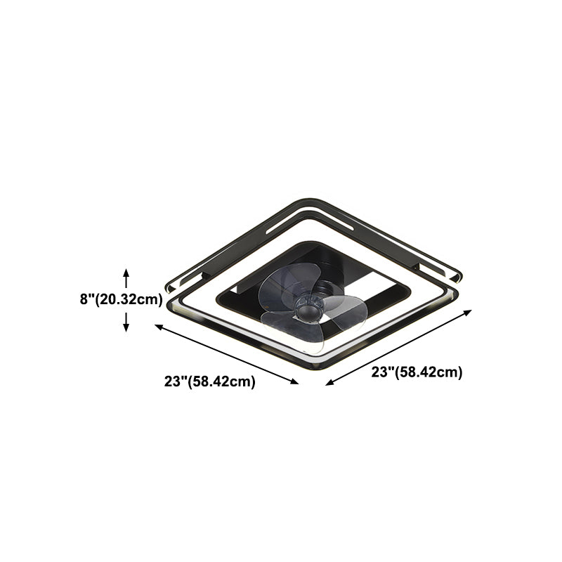 Lámpara de ventilador LED geométrico moderno de 360 ​​grados de semi flush de montaje de montaje con rubor