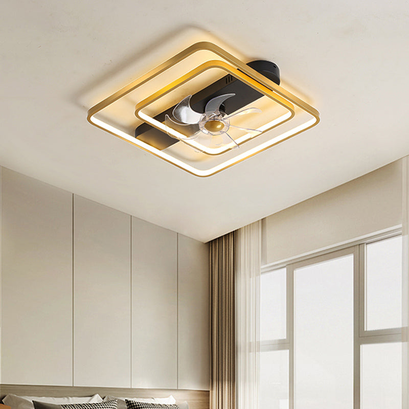Moderne einfache Metall Deckenlüftungslampe Geometrie LED Deckenventilator Licht für Wohnzimmer
