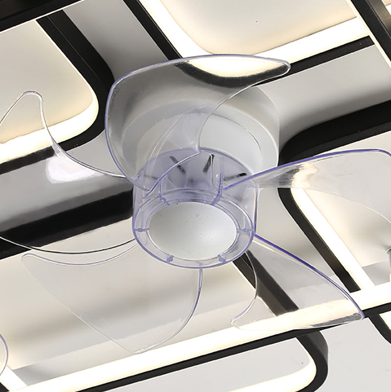 Moderne einfache Metall Deckenlüftungslampe Geometrie LED Deckenventilator Licht für Wohnzimmer