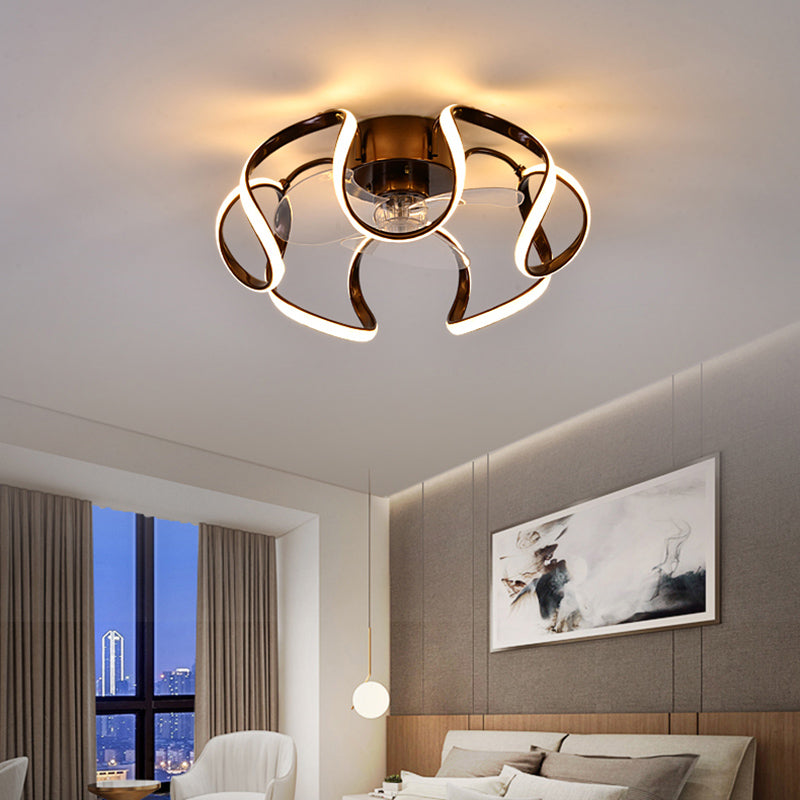 Lámpara de montaje de techo LED de ventilador de techo moderno con metal para dormitorio