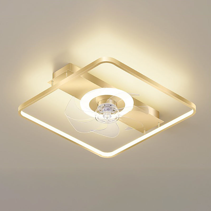 Lámpara de ventilador de techo de aluminio de estilo simple moderno Geometría de ventilador de techo LED Luz para dormitorio
