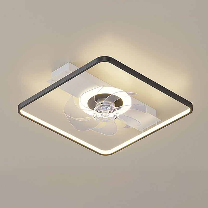 Lámpara de ventilador de techo de aluminio de estilo simple moderno Geometría de ventilador de techo LED Luz para dormitorio
