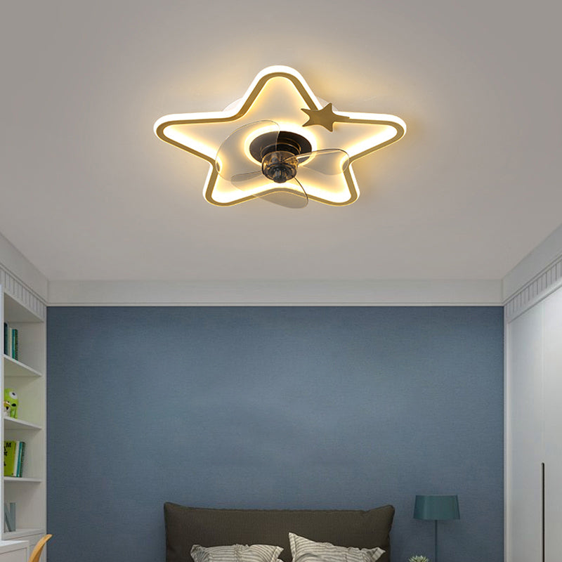 Ventilateur de plafond de style moderne Light LED MONT PLADIER LED AVEC OBRIQUE D'ACRYLIQUE POUR CHAMBRE