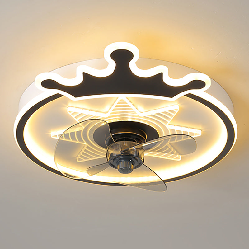 Ventilateur de plafond de style moderne Light LED MONT PLADIER LED AVEC OBRIQUE D'ACRYLIQUE POUR CHAMBRE
