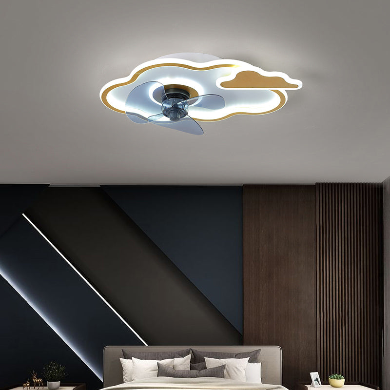 Ventilateur de plafond de style moderne Light LED MONT PLADIER LED AVEC OBRIQUE D'ACRYLIQUE POUR CHAMBRE