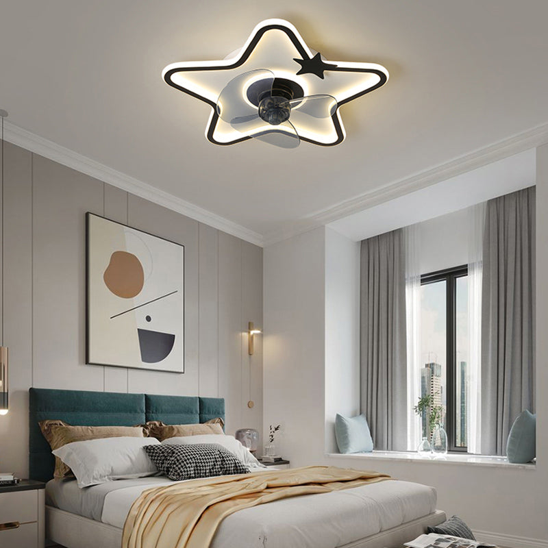 Ventilateur de plafond de style moderne Light LED MONT PLADIER LED AVEC OBRIQUE D'ACRYLIQUE POUR CHAMBRE