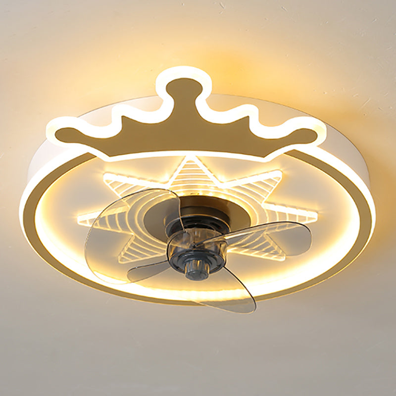 Ventilateur de plafond de style moderne Light LED MONT PLADIER LED AVEC OBRIQUE D'ACRYLIQUE POUR CHAMBRE