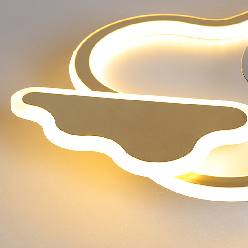 Ventilateur de plafond de style moderne Light LED MONT PLADIER LED AVEC OBRIQUE D'ACRYLIQUE POUR CHAMBRE